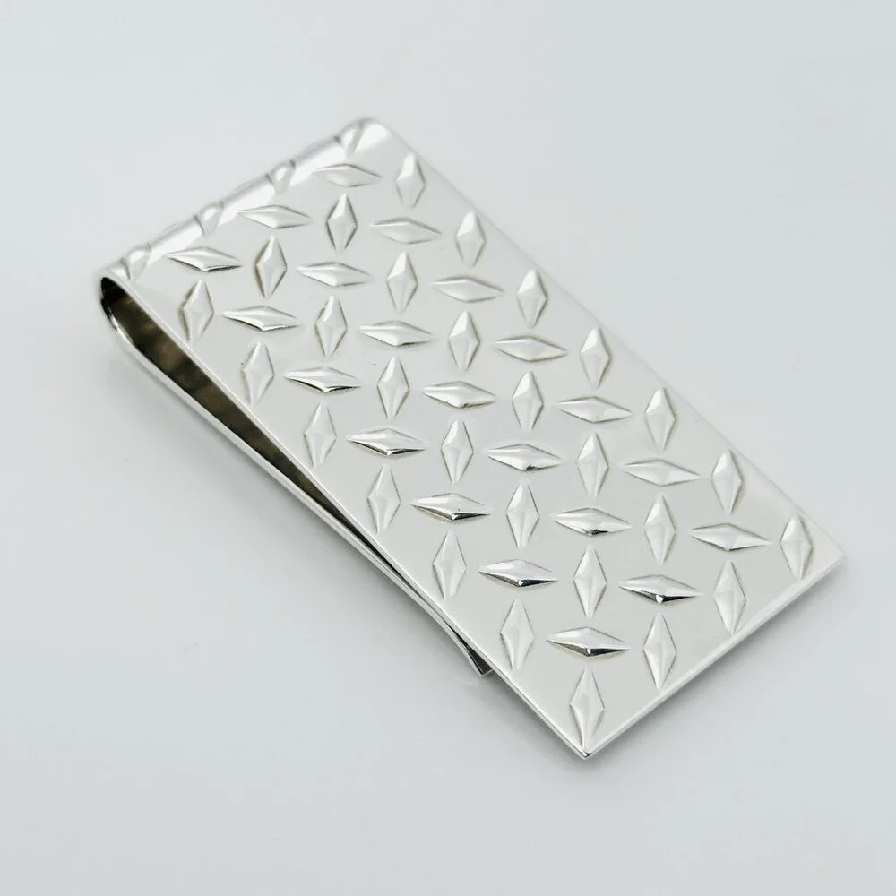 Tiffany Tire Tread Plate Diamond Plate Money Clip in Sterling Silver Mens Unisex